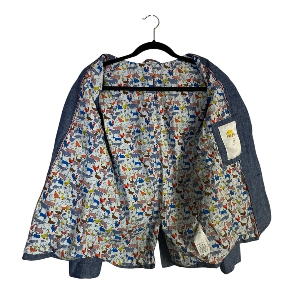 Boden 100% Cotton Blue Heathered Buttoned Blazer Jacket‎ Youth 12/14 Yrs